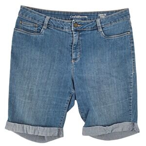 Croft & Barrow Size 14 Bermuda Denim Shorts Womens Classic Fit Stretch Blue